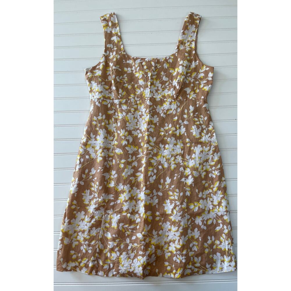 Draper James Tan Cream Yellow Babydoll Dress in Shadow Floral - Size Women's 12